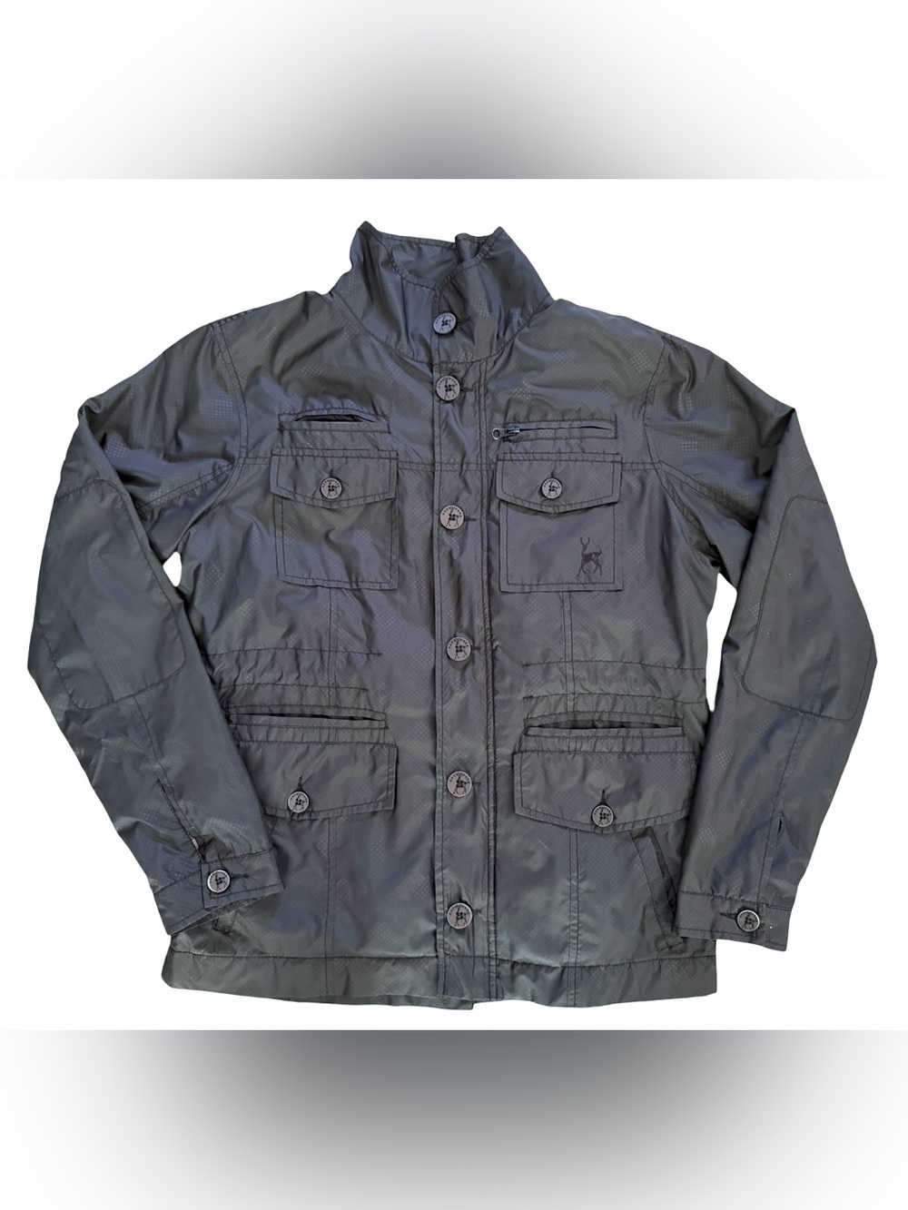 Kane & Unke Black Utility Field Jacket Plaid Lined Safari Coat M Lightweight